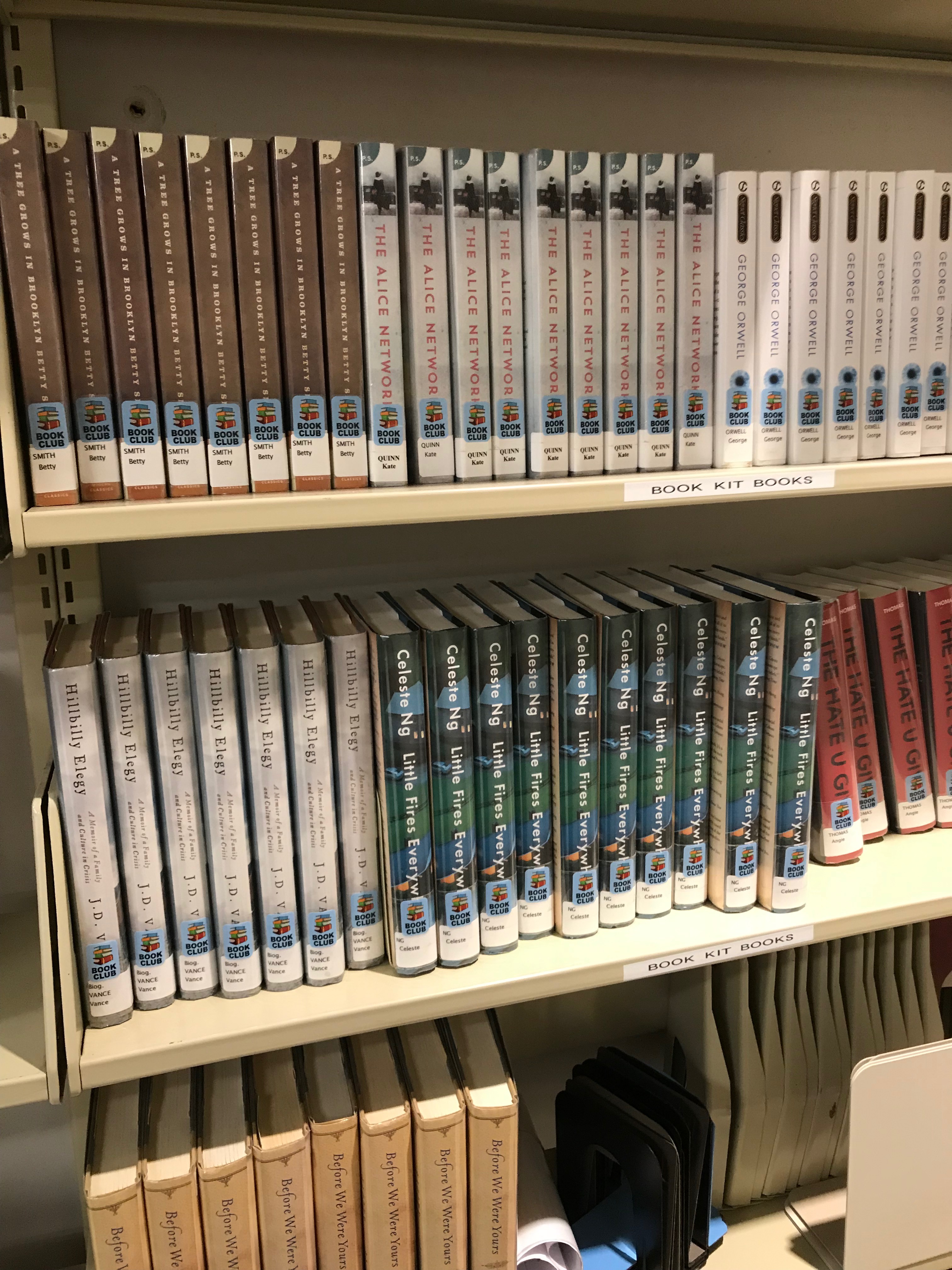 image of rows of the same titles (book club kits)