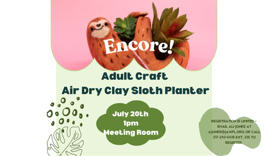 Encore Sloth Planter Class flyer