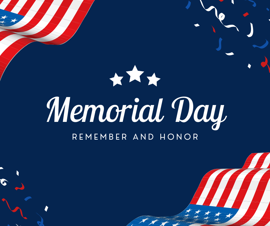 The library will be closed Saturday, May 25th and Monday, May 27th for memorial day weekend.