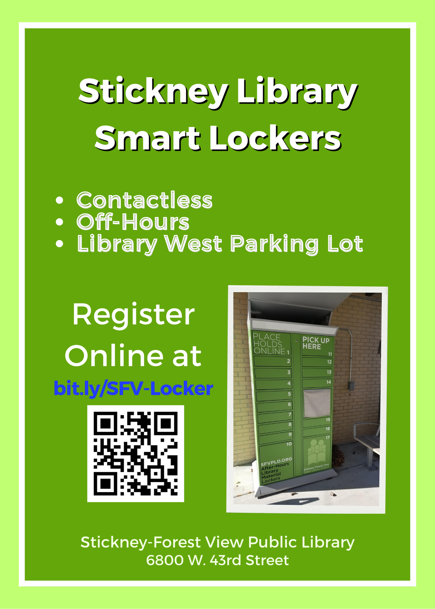 Click for Stickney Library smart locker location registration.