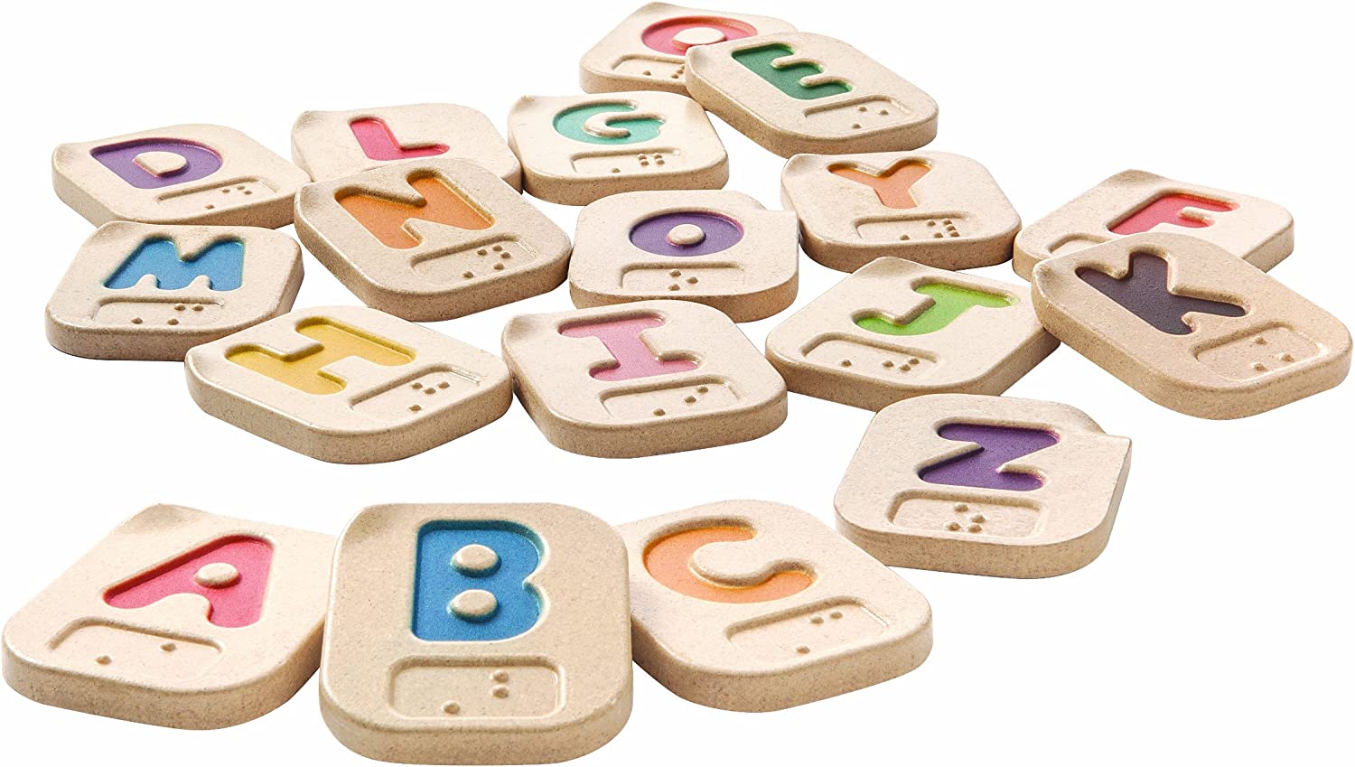 Braille tiles featuring the letters of the alphabet toy