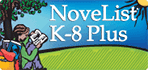 NoveList K-8 Plus logo. Image includes link to login page.