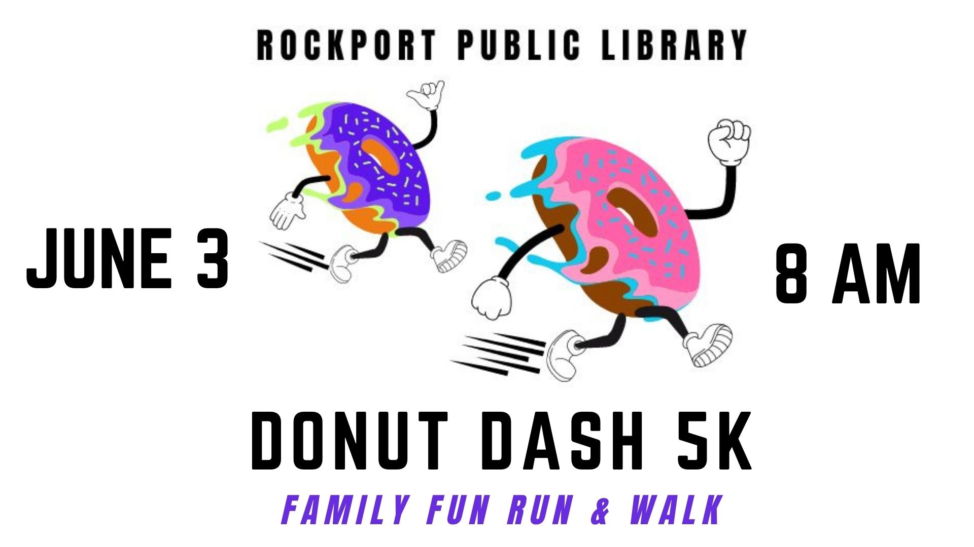 Donut Dash logo with two running donut cartoons