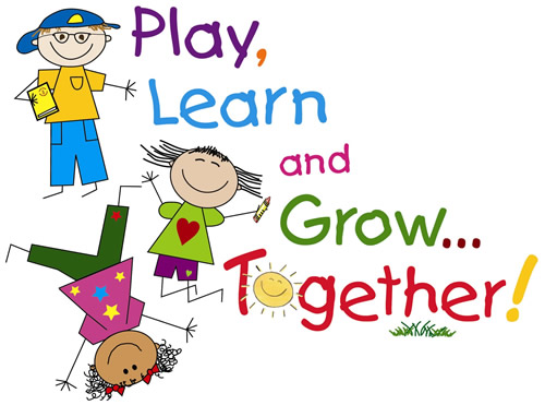 Image of cartoon kids that says Play, Learn, and Grow.... Together!