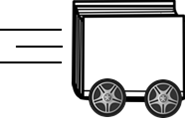 Image of a book on wheels in motion