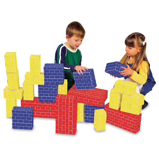 children building with bricks