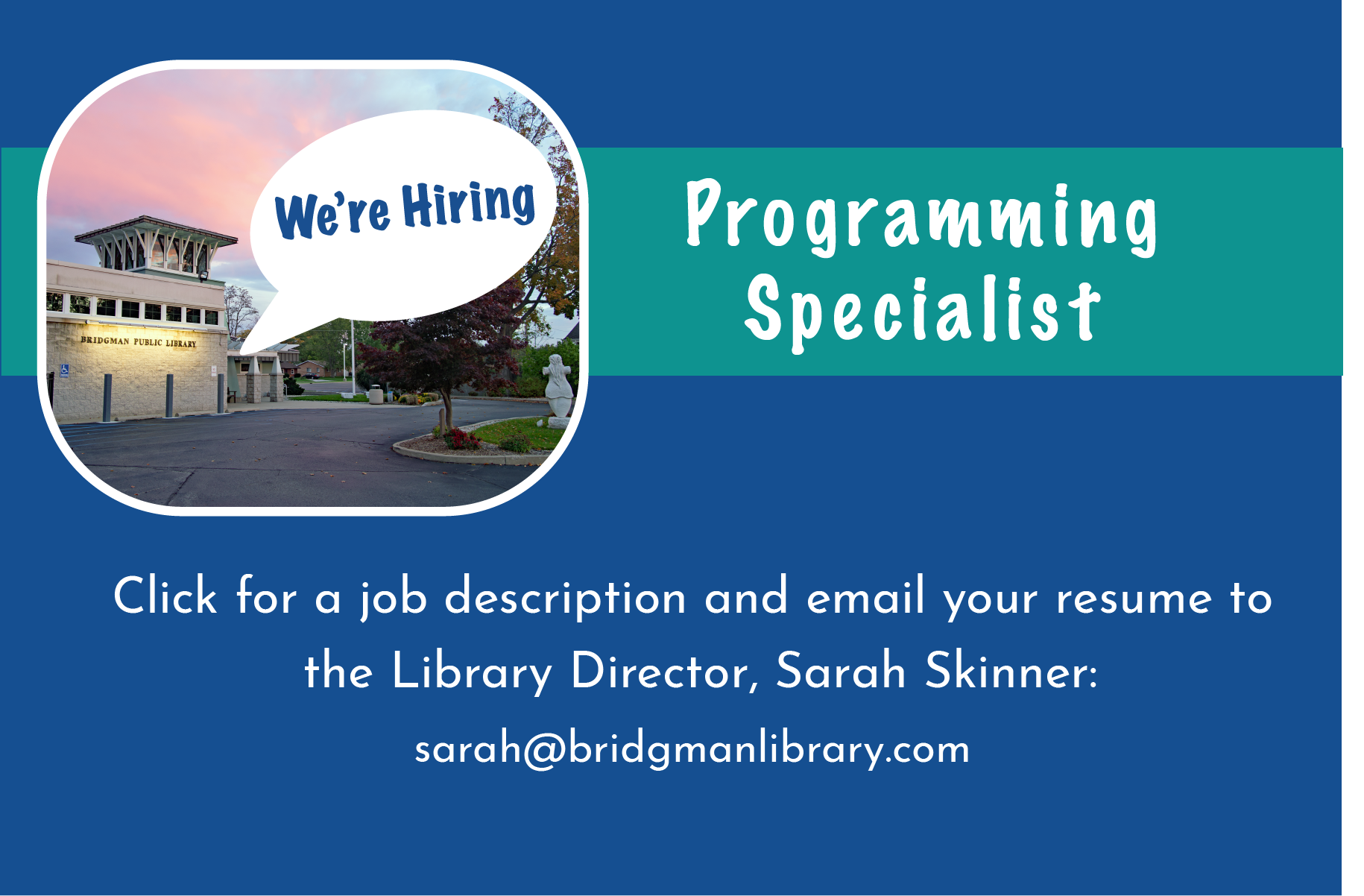 A link to a job description for an opening, Programming Specialist.