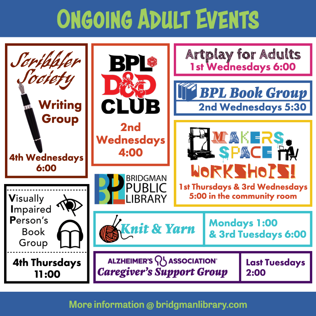 Join us for our ongoing adult programs.