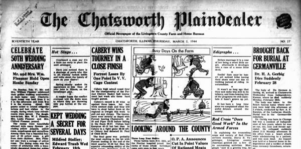 Image of archive Chatsworth Plaindealer home page