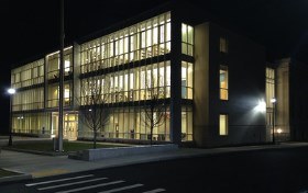 The new Holyoke Library viewed at night