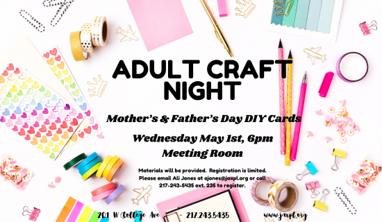 Adult Craft Night flyer