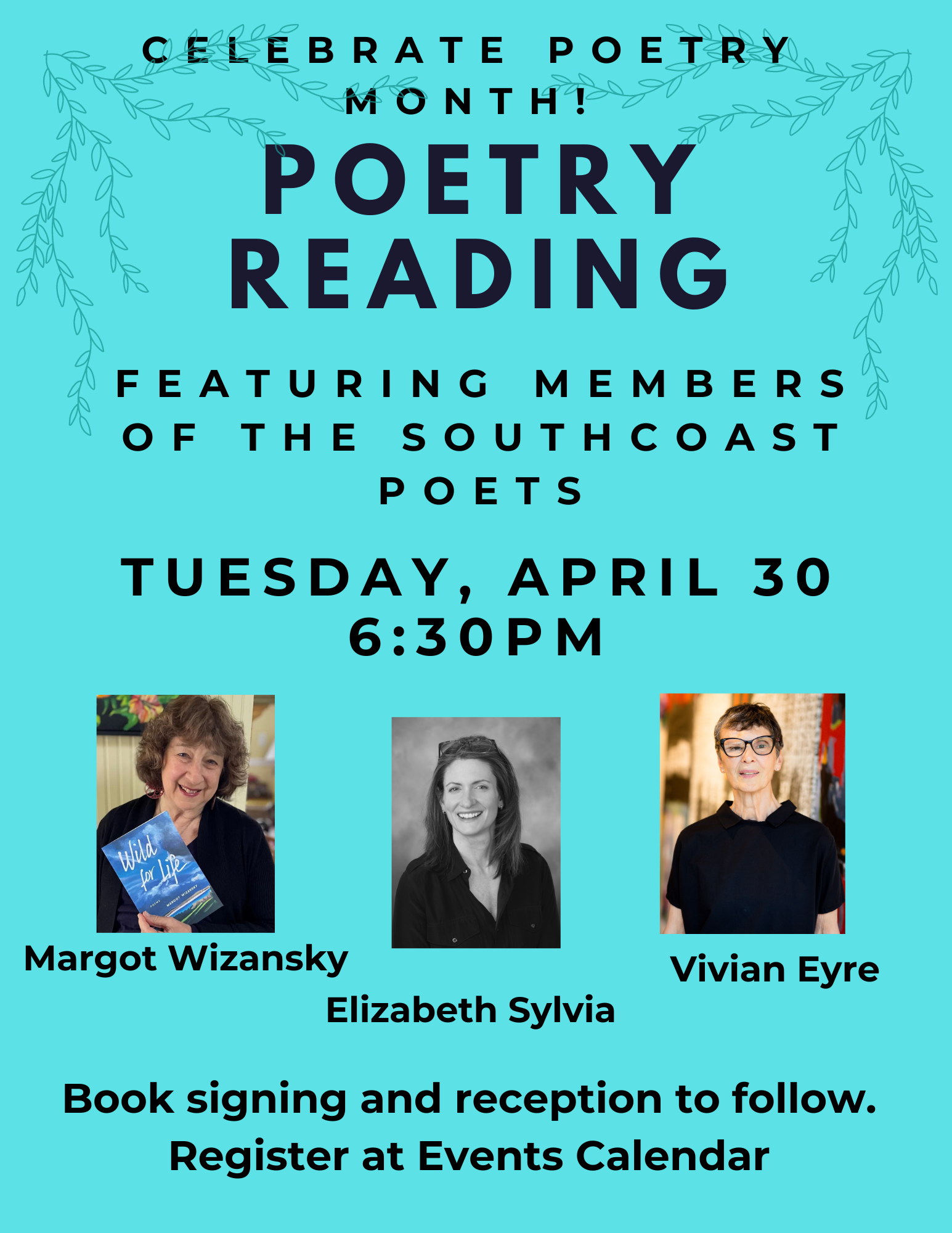 Southcoast Poets Read April 30 6:30 pm