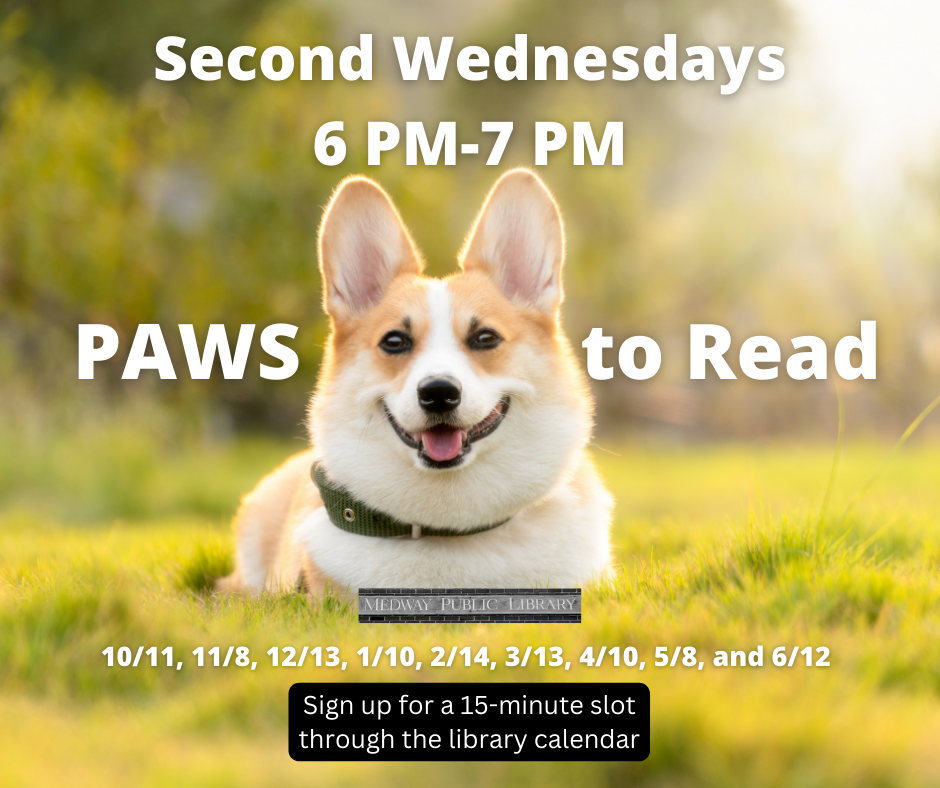 Paws To Read with Sprite and Harlow, Medway Public Library