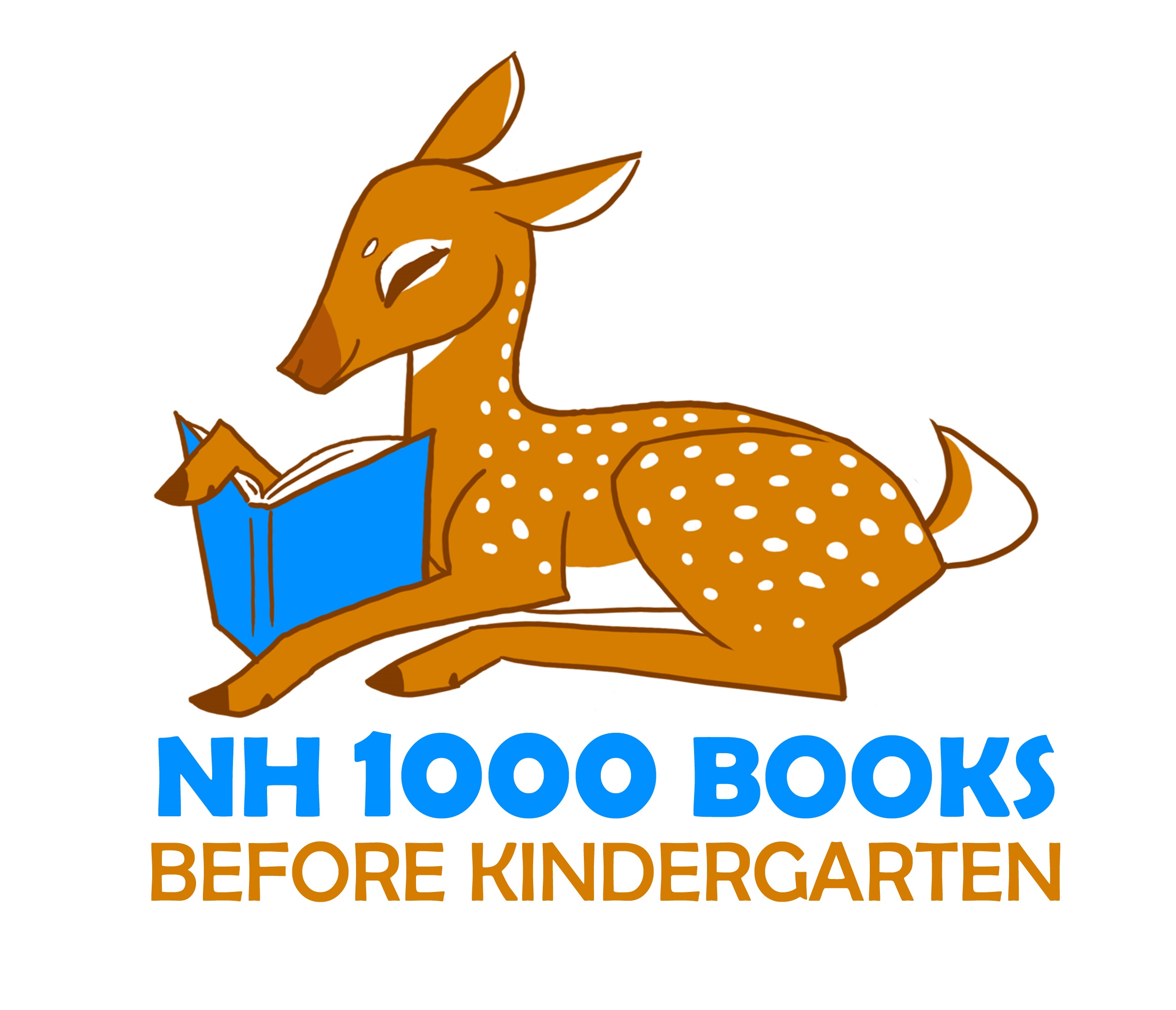1000 Books Before Kindergarten Logo with clip-art fawn reading a book