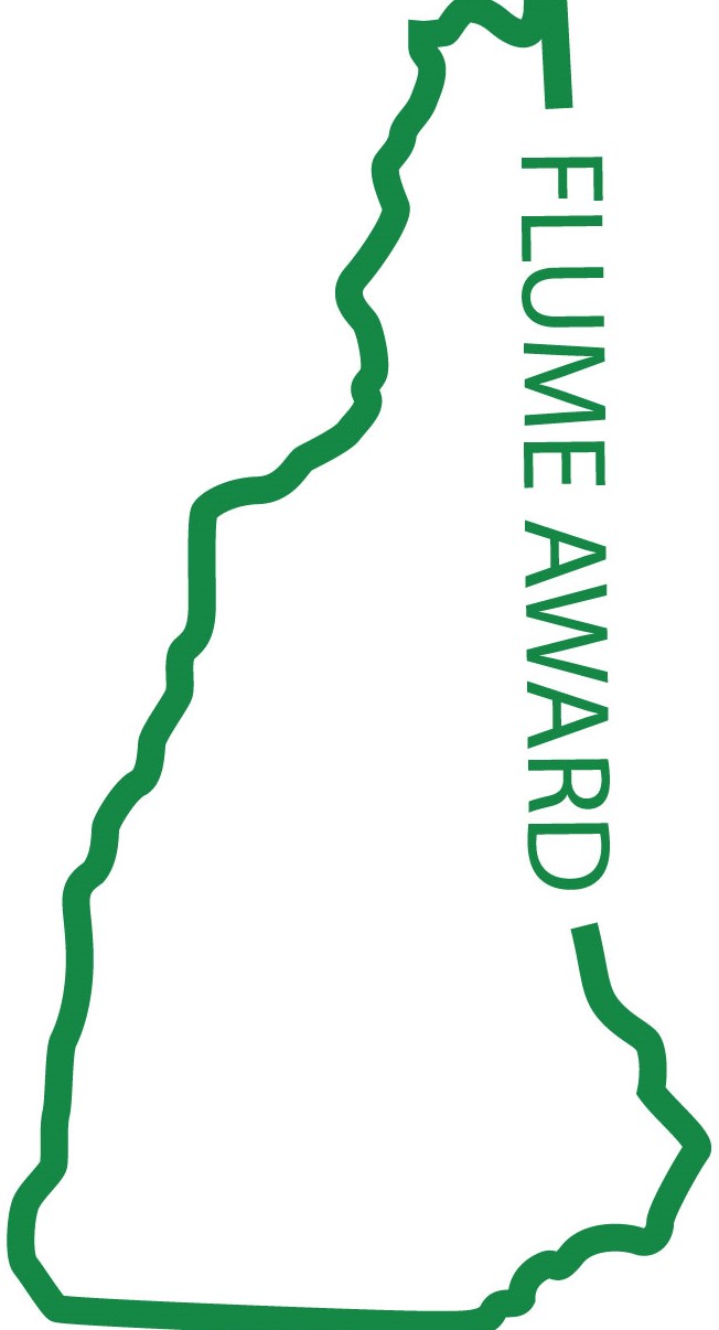 Outline of the state of NH with text reading Flume Award