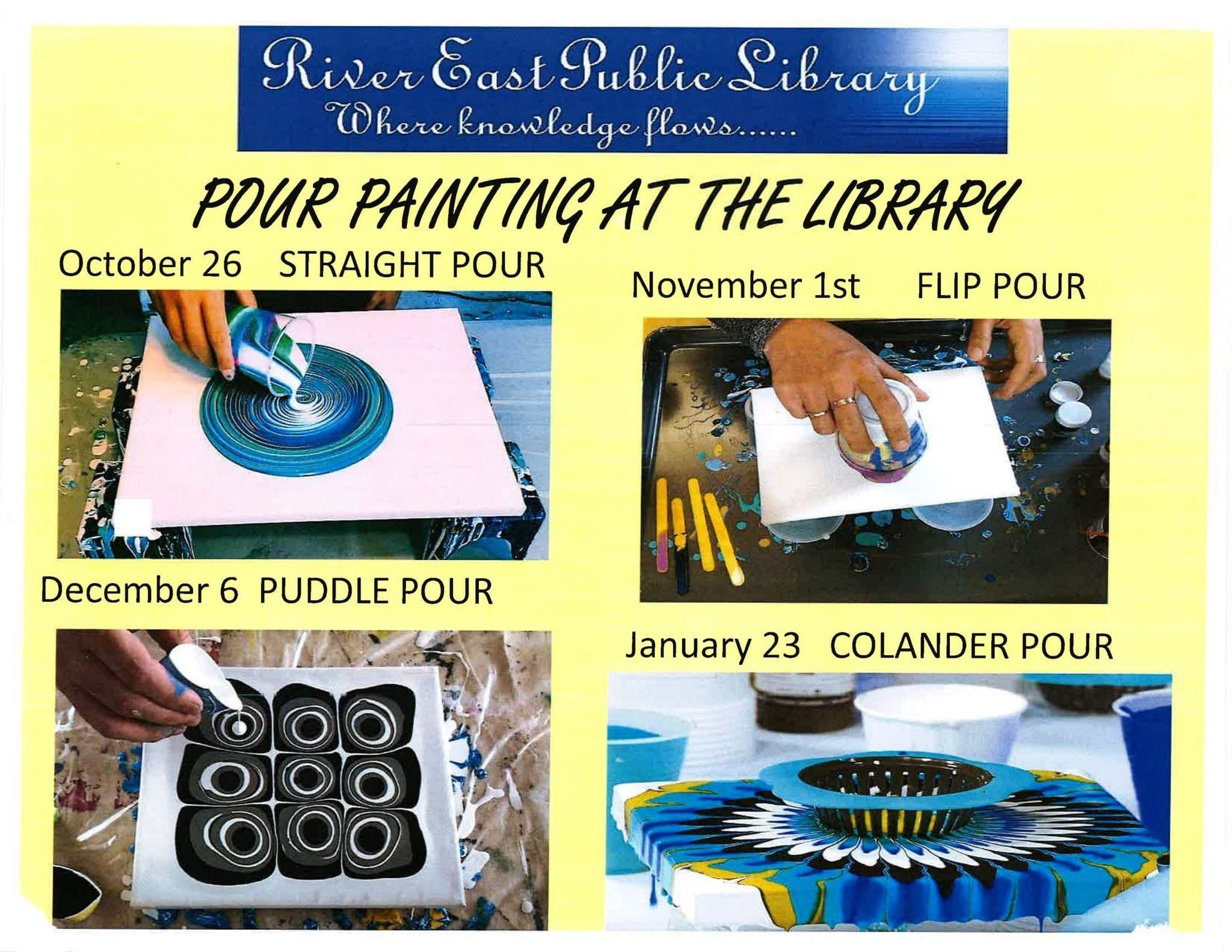Poster advertising our upcoming paint pour classes