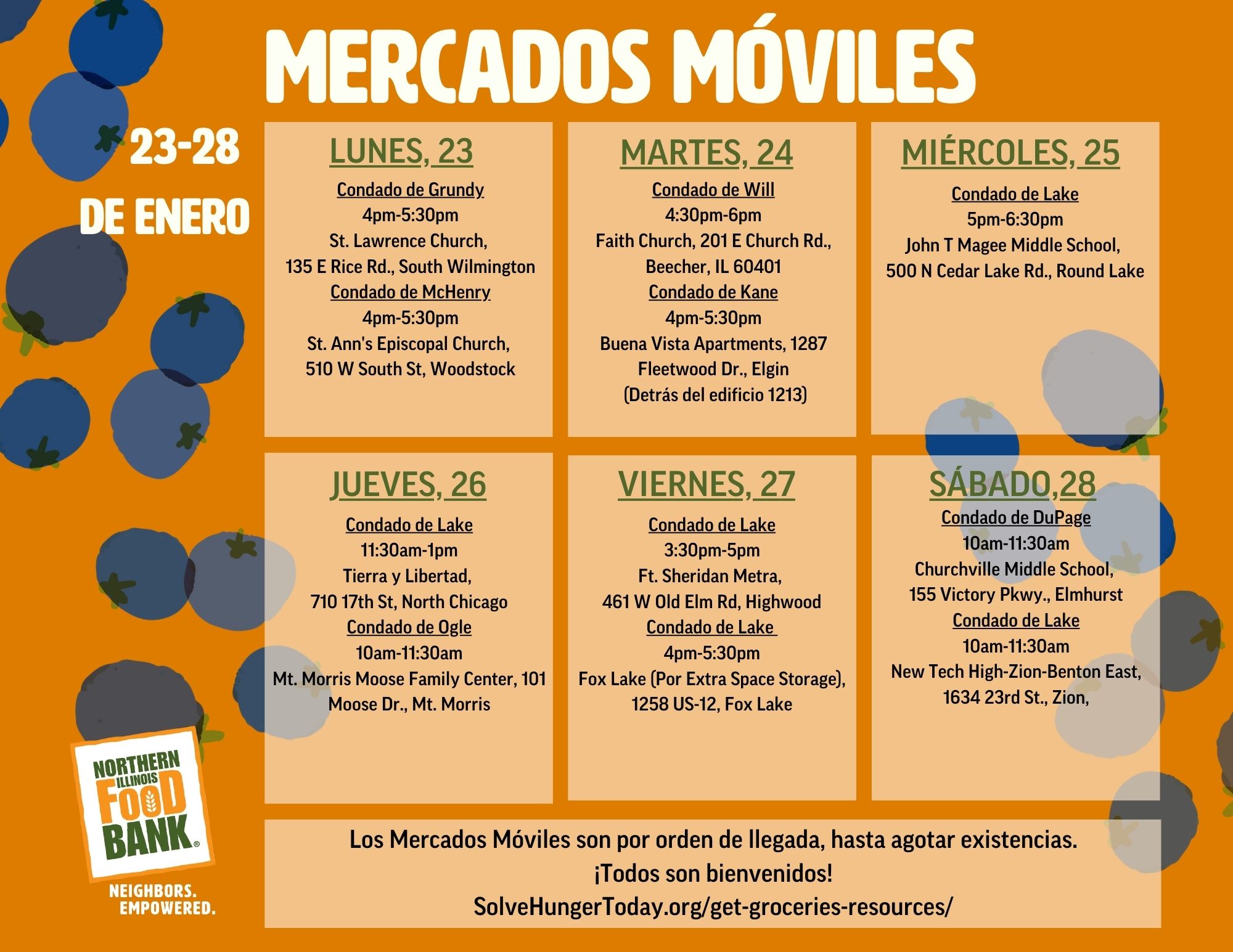 Spanish language copy of the Mobile Market calendar