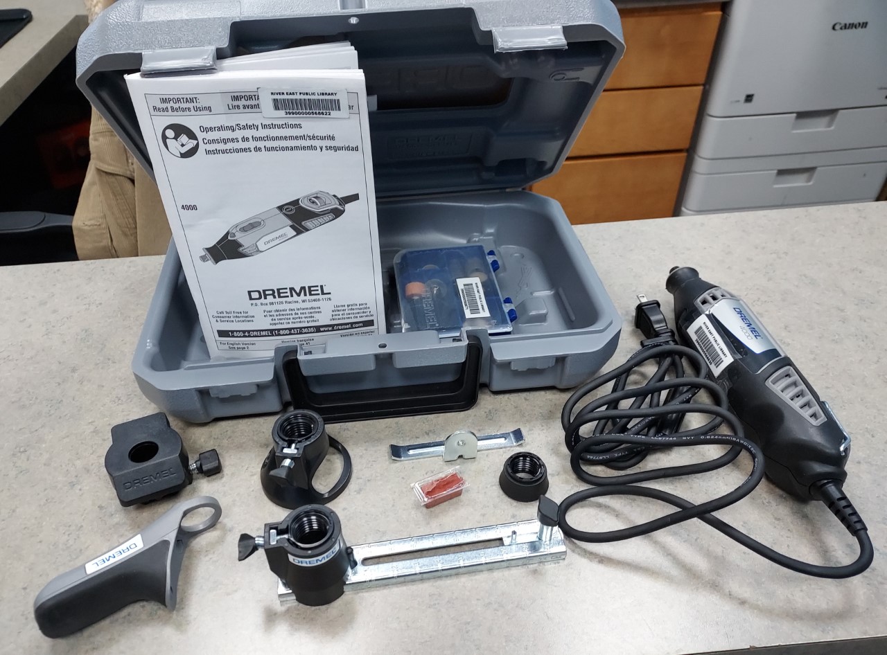 Picture of a Dremel tool kit available for check out