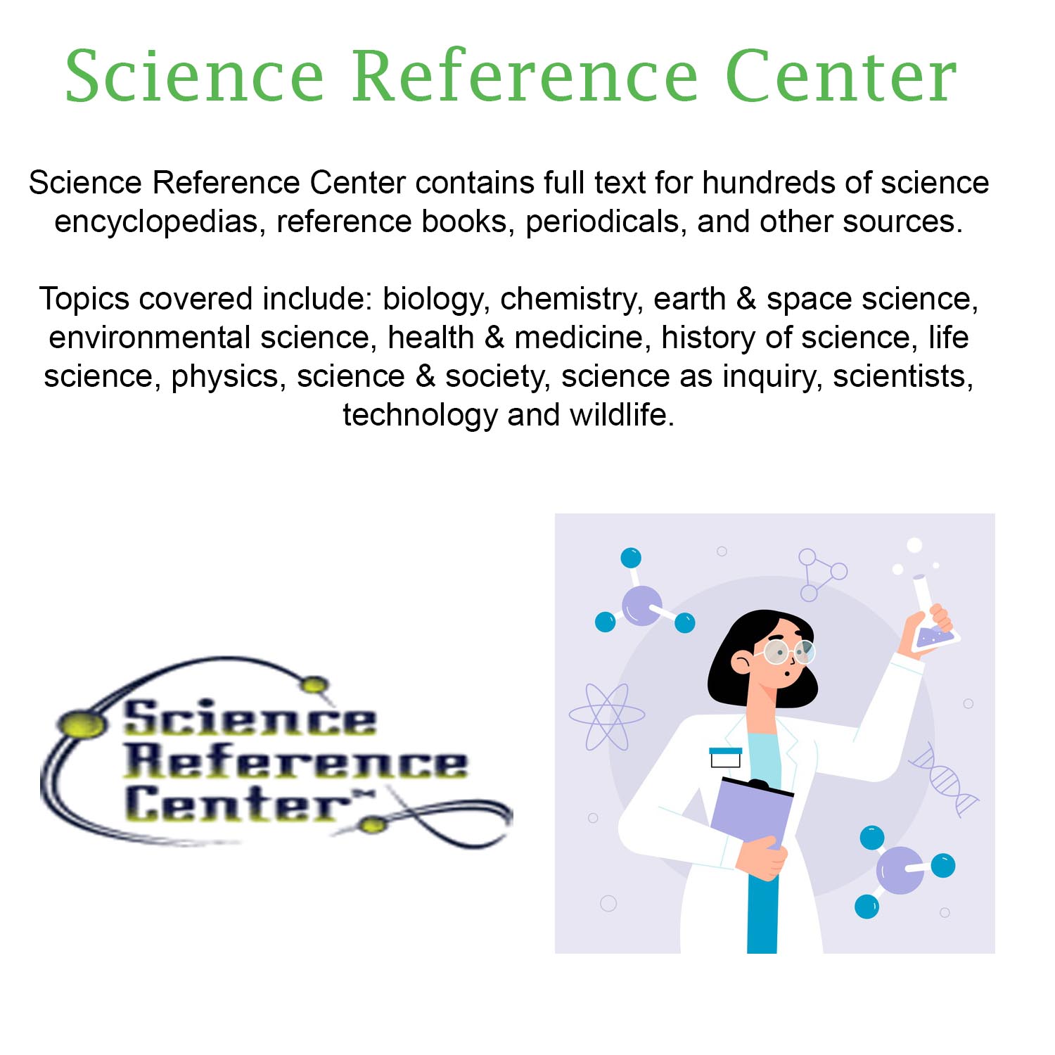 Small image with synopsis of Ebsco's Science Research Database, with clickable link