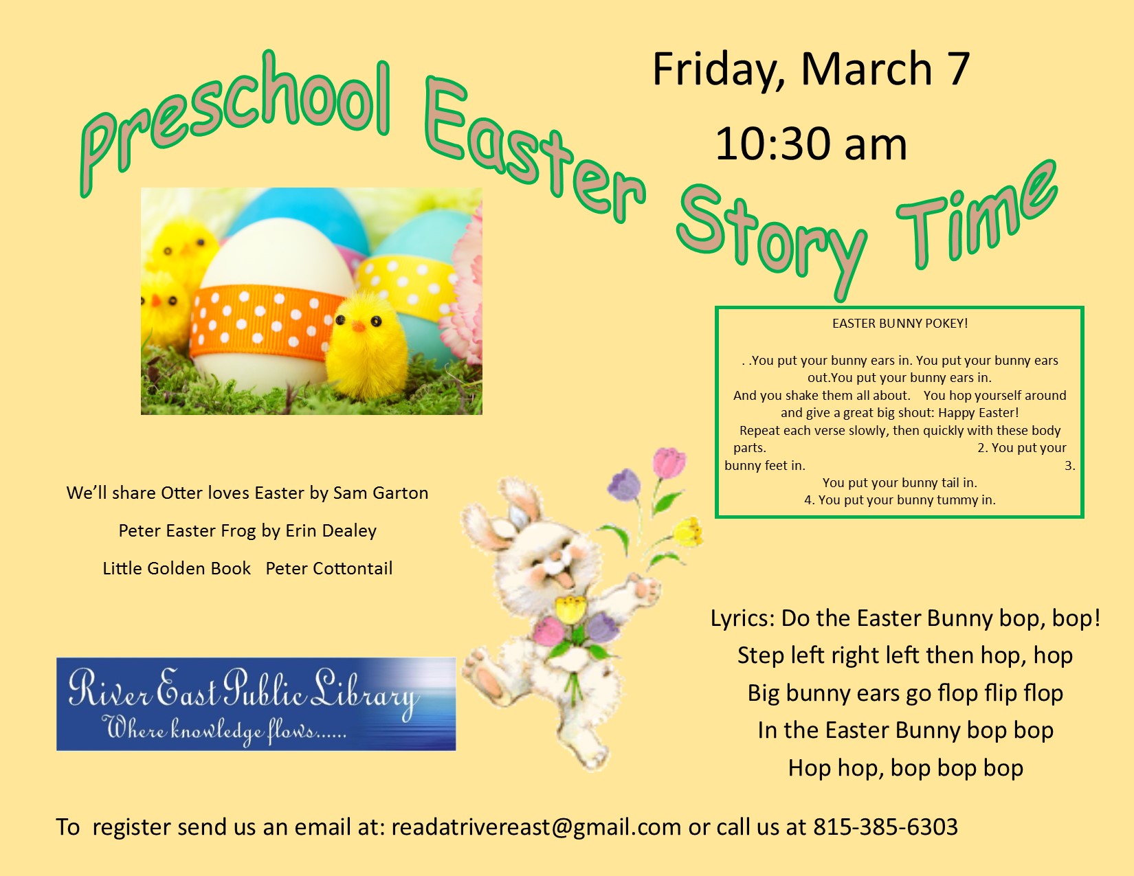 Poster for our Easter story time
