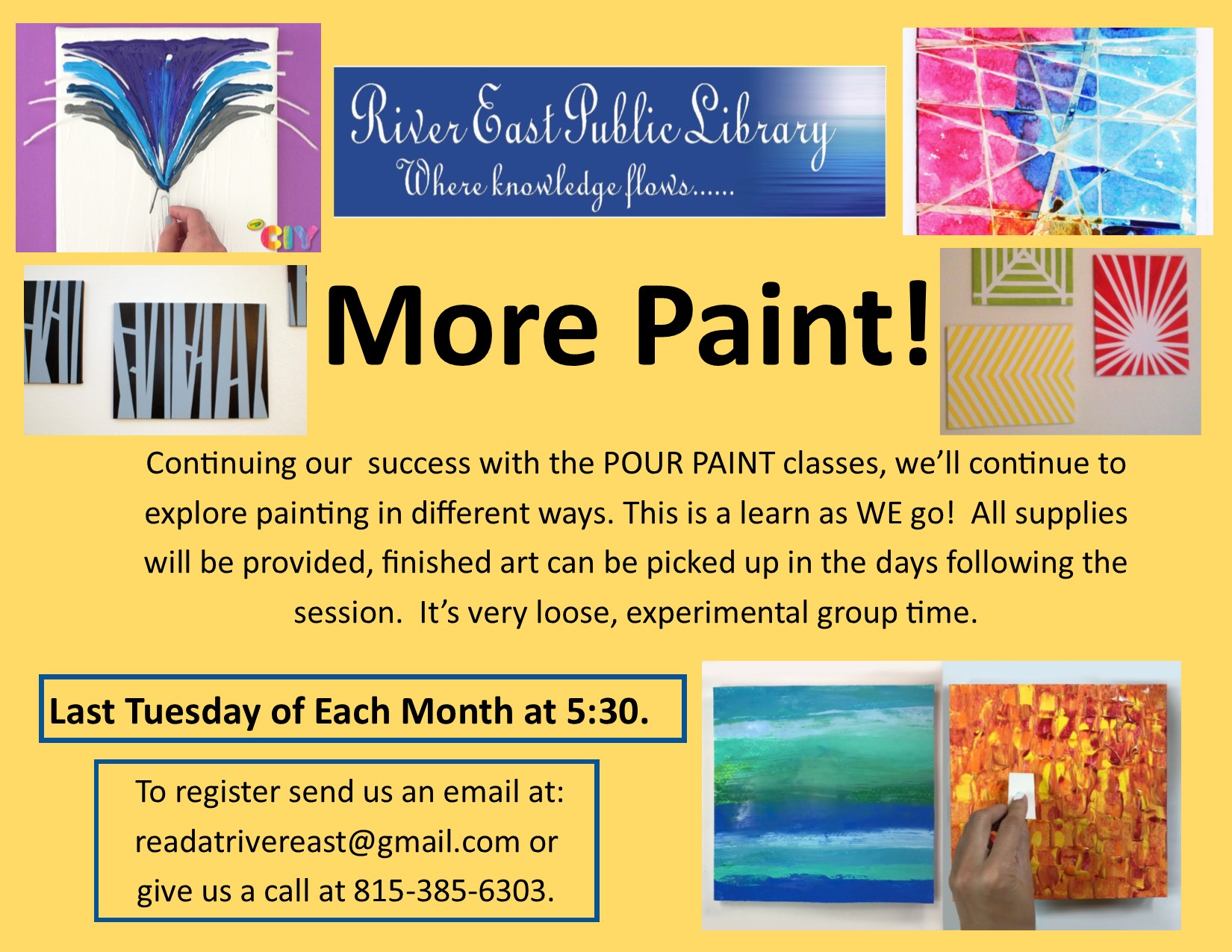 poster showing our upcoming paint classes