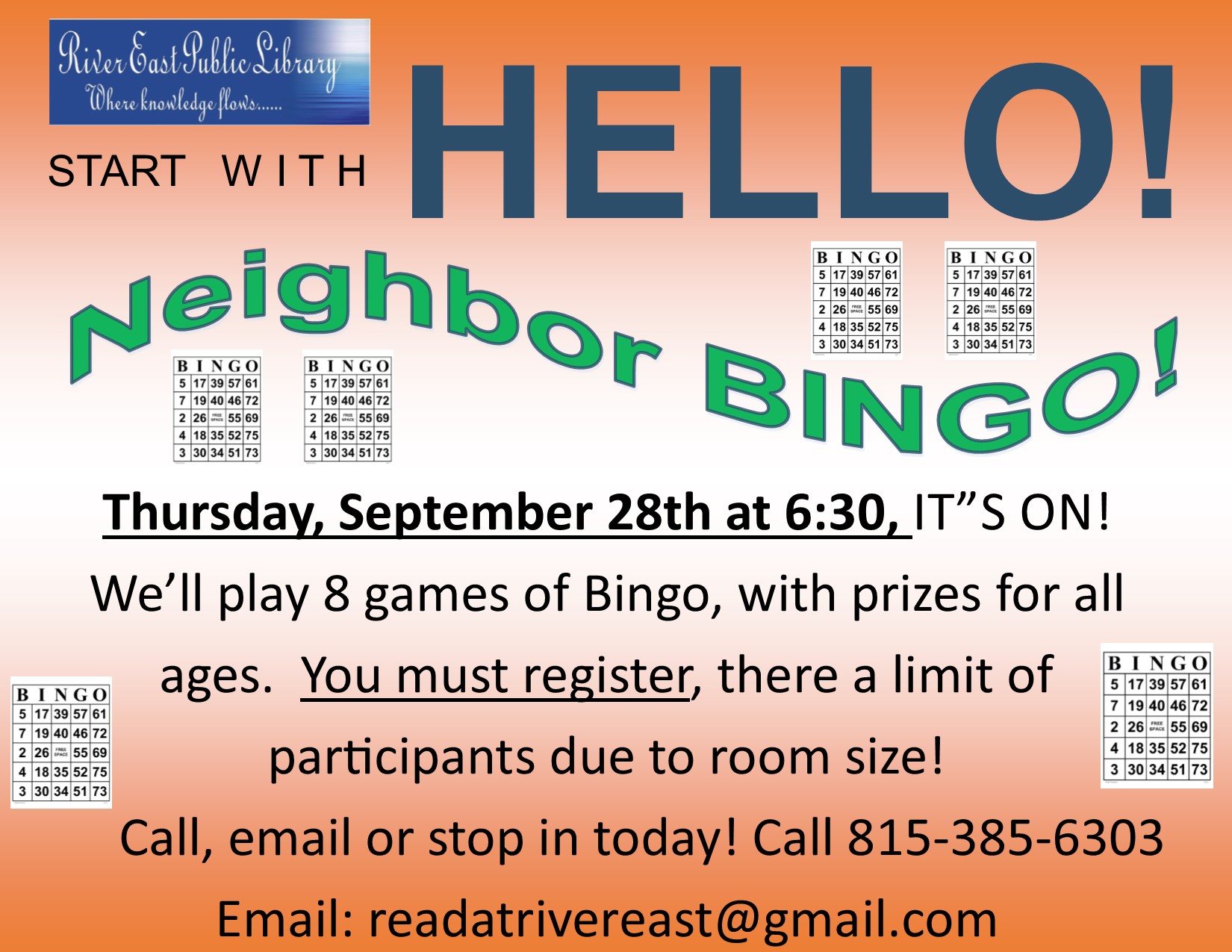 Flyer advertising our upcoming neighborhood bingo