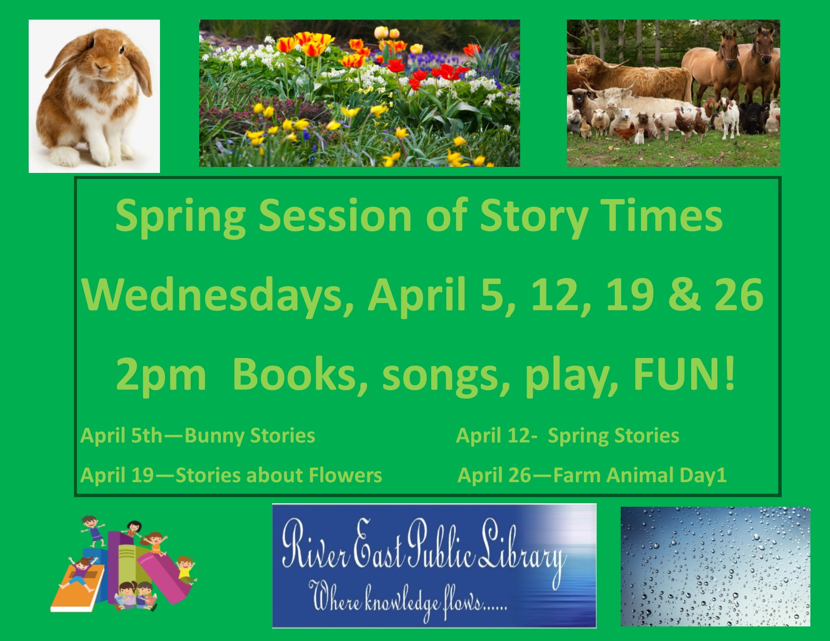 A poster for our Spring Story Times