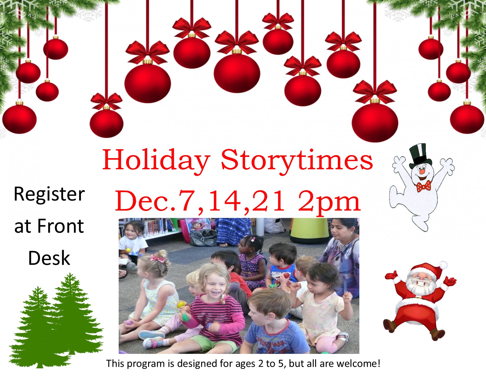 Poster with details of our upcoming story time sessions
