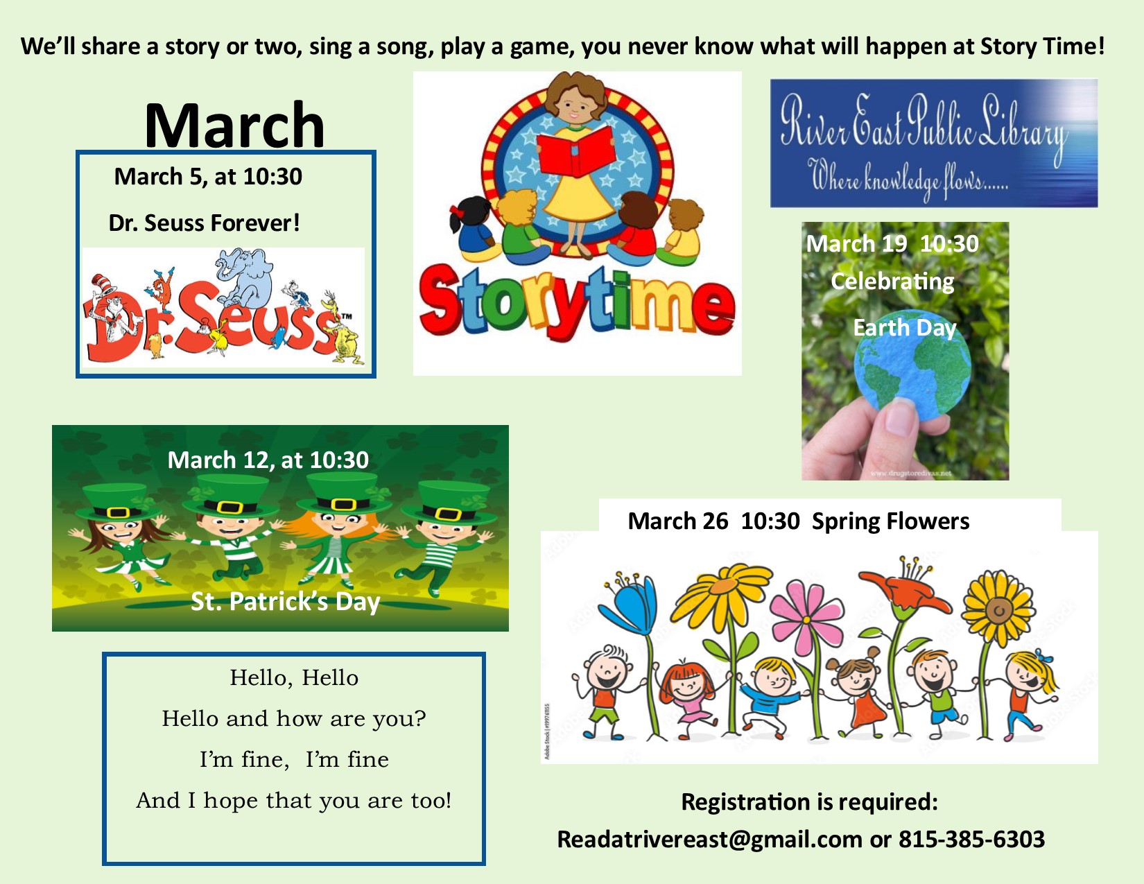 Poster advertising our March story times