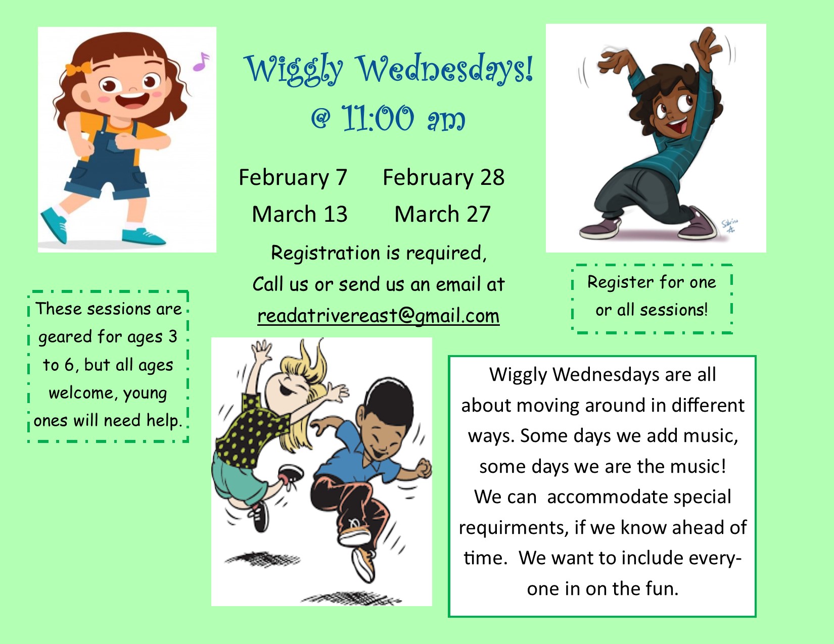poster advertising our wiggly wednesday program
