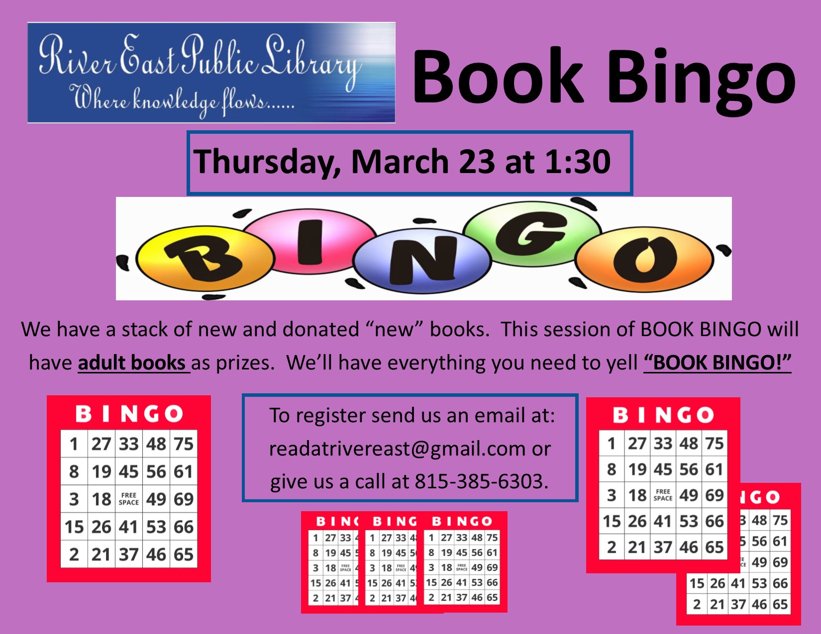 Poster advertising our upcoming book bingo