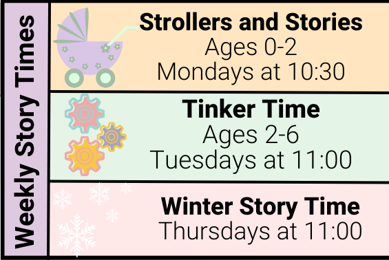 January story time schedule. See Calendar