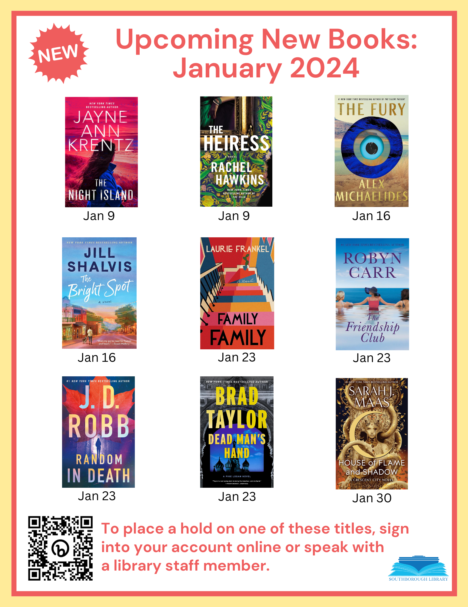 Upcoming New Books January 2024 flyer
