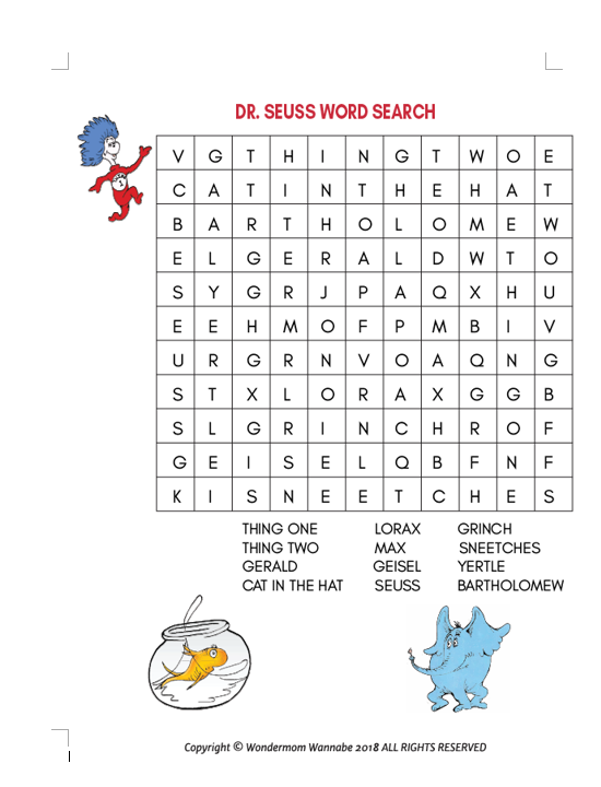 Seuss Word Search