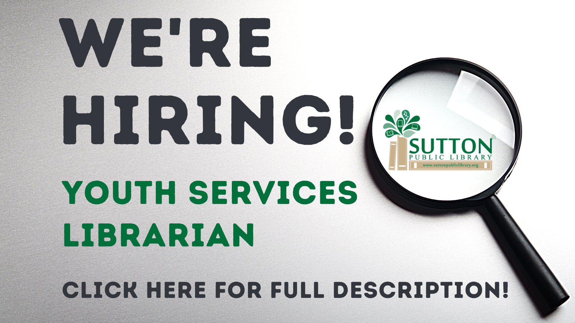 We're Hiring! Click here for more details!
