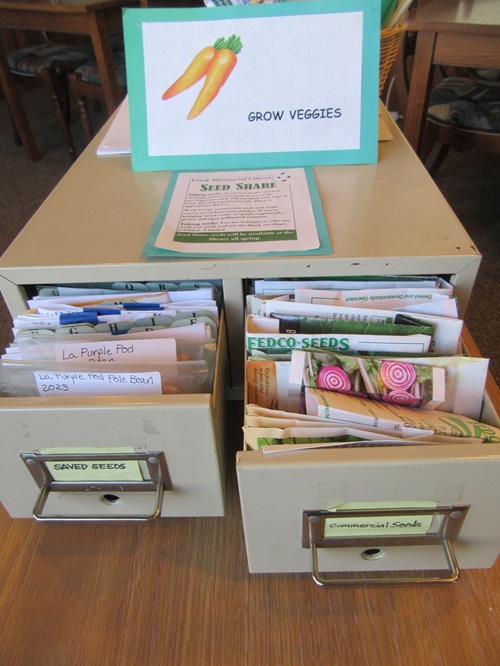 seed packets organized in file drawers