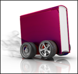 Image of a book on wheels