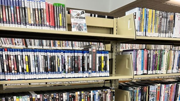 We have popular movies and TV shows on DVD. We also have select titles on Blu-Ray, shelved right beneath our adult video games.