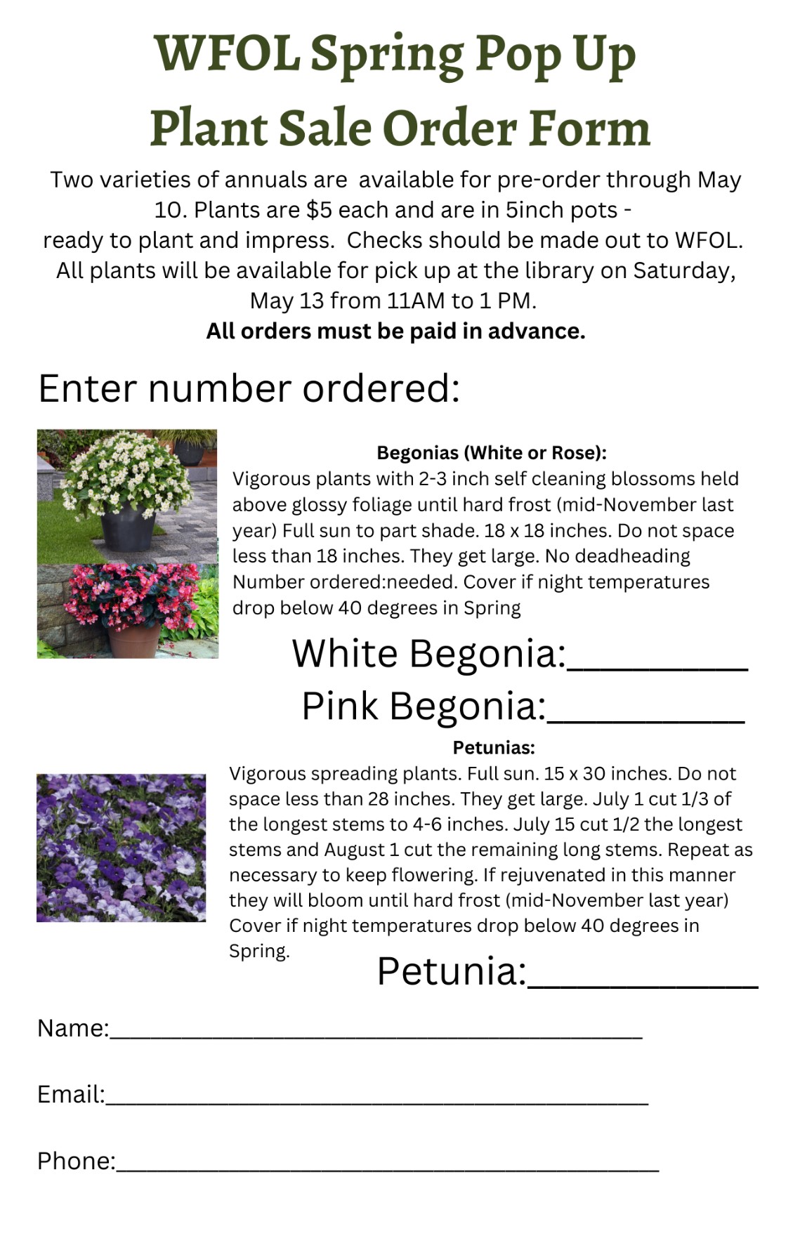 Plant sale order form